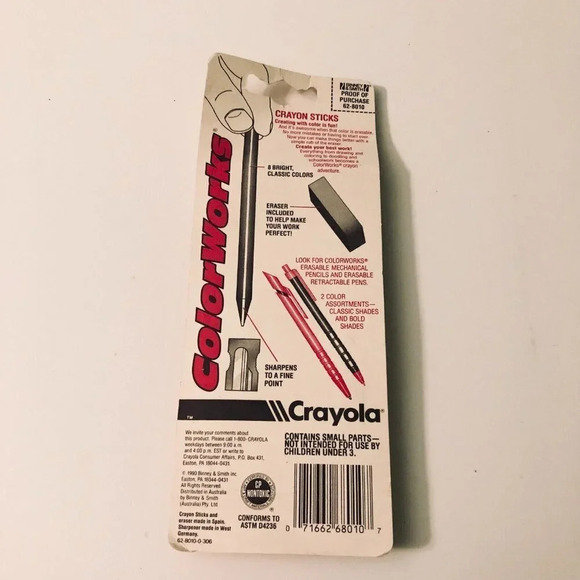 Vintage 1990 Crayola  Erasable Crayons 8 Classic Shades Damaged Packaging - Picture 10 of 14